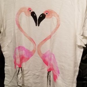 XXL FLAMINGO JCREW GRAPHIC TEE WOMENS WHITE/PINK
